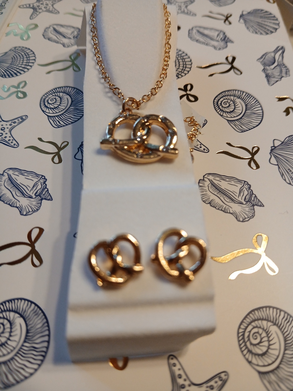 Rampage Gold-Tone Knotted Pretzel Necklace and Stud Earring Set - Picture 4 of 5
